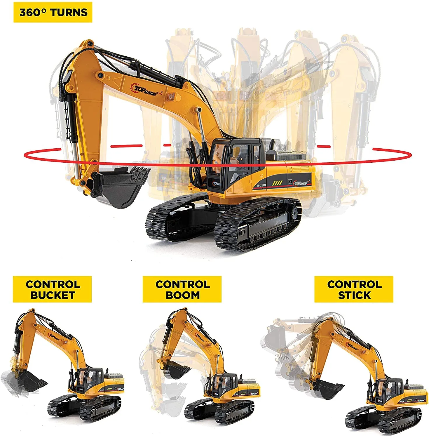 15 Channel Full Functional Remote Control Excavator Construction Tractor, Excavator Toy