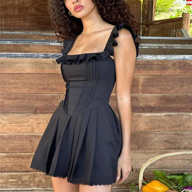 Black Spaghetti Strap Nightclub Sexy Party Summer Mini Dress