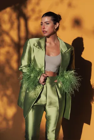 BLAZER OVERSIZED VERDE COM PLUMAS