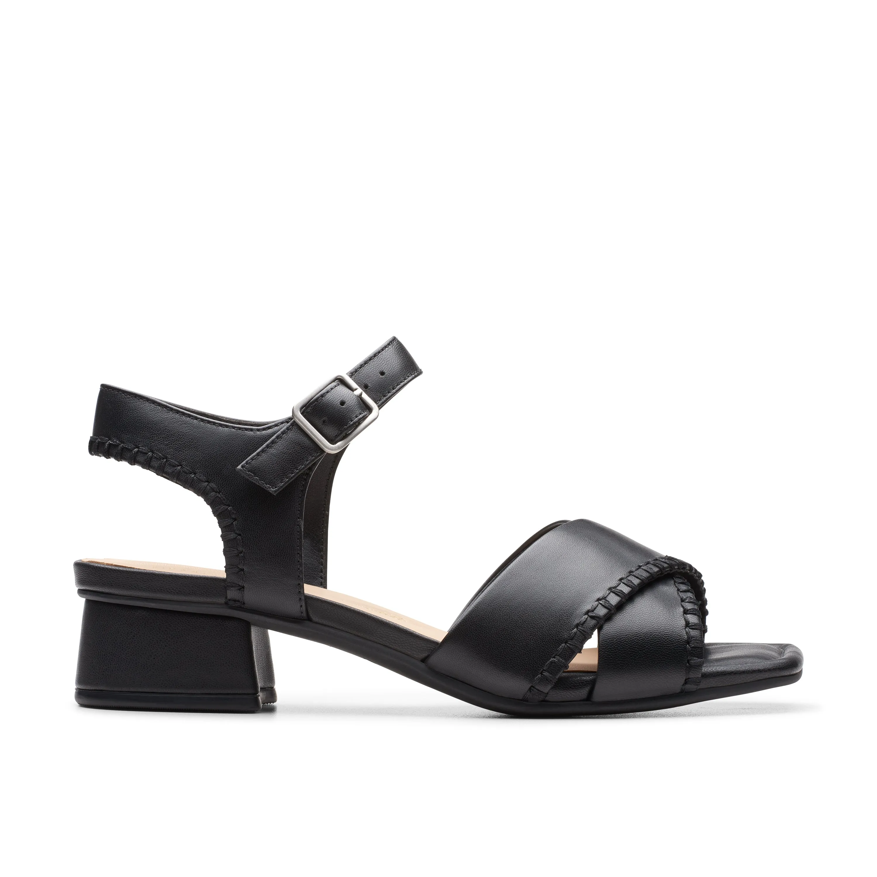 CLARKS | SANDALIAS CASUAL MUJER | SERINA35 CROSS BLACK LEATHER | NEGRO