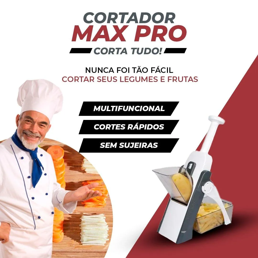 Cortador Max Pro - Corta TUDO - Fatiador de Legumes, Frutas e Vegetais!