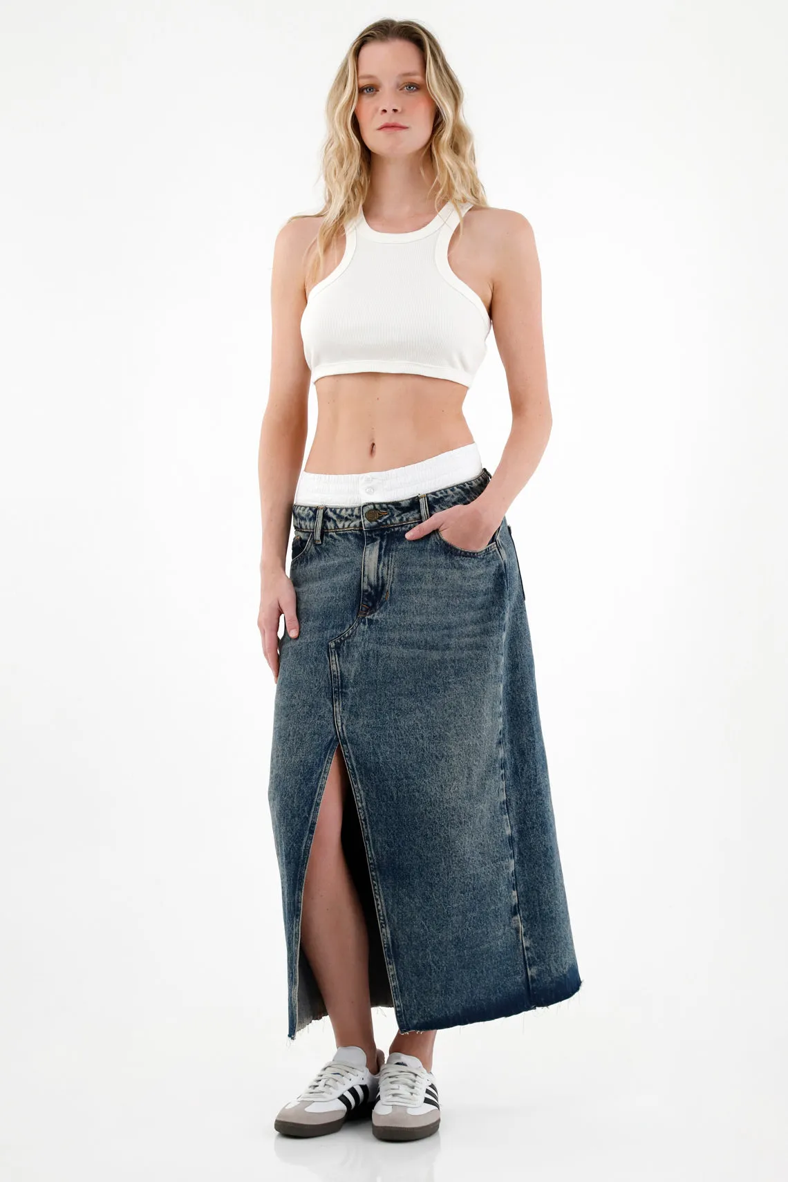 Crop top en rib crudo para mujer