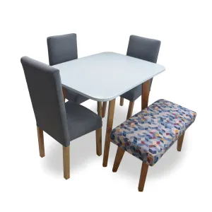 Juego de Comedor  Nordico   3 Sillas   Butaca Tela Gris Decorativo