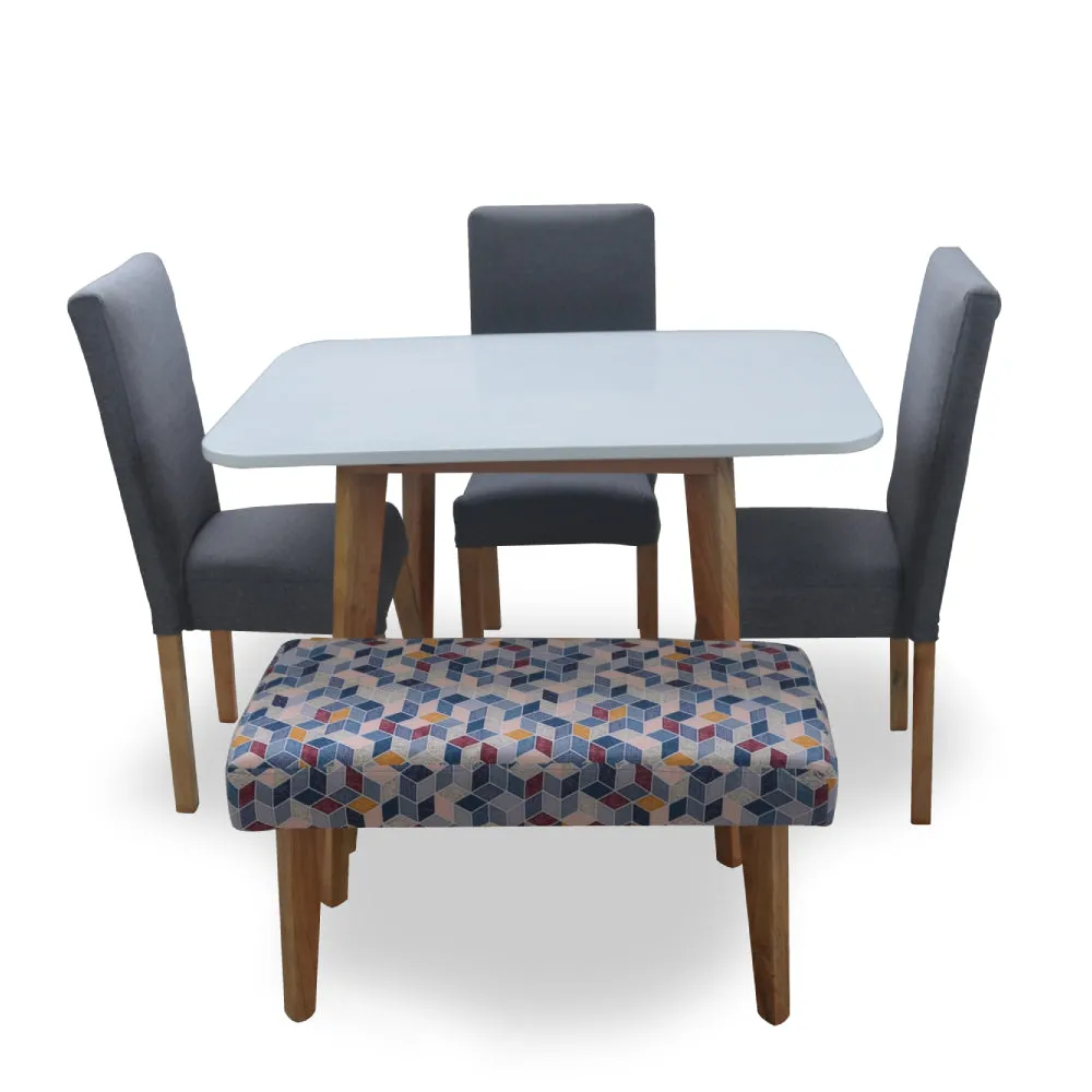 Juego de Comedor  Nordico   3 Sillas   Butaca Tela Gris Decorativo