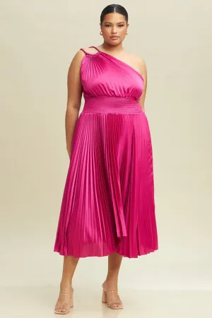 VESTIDO CARMELA ROSA CURVY PLISADO