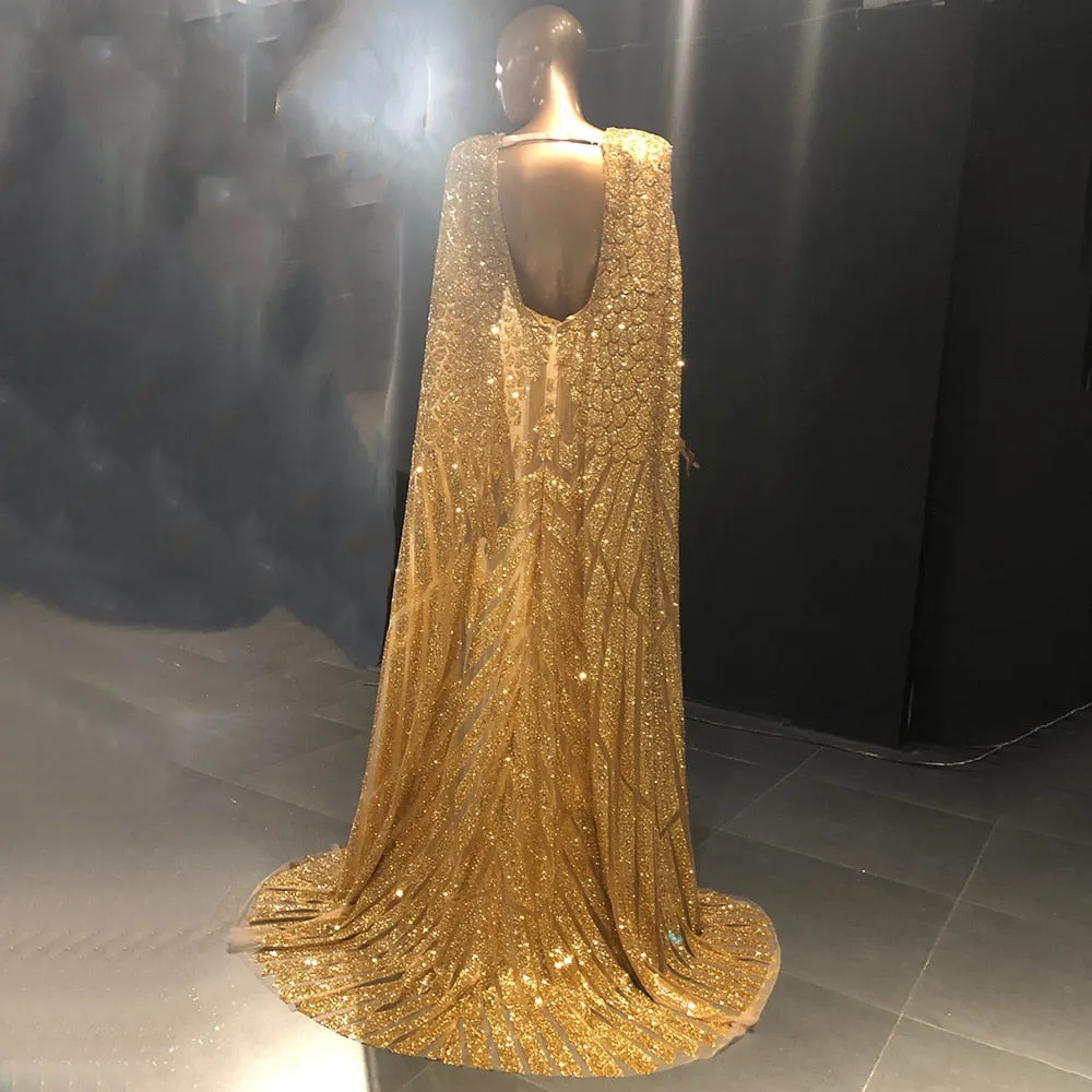 Vestido de Festa Luxuoso Deusa Isis em Dourado Exuberante - Modelo Especial