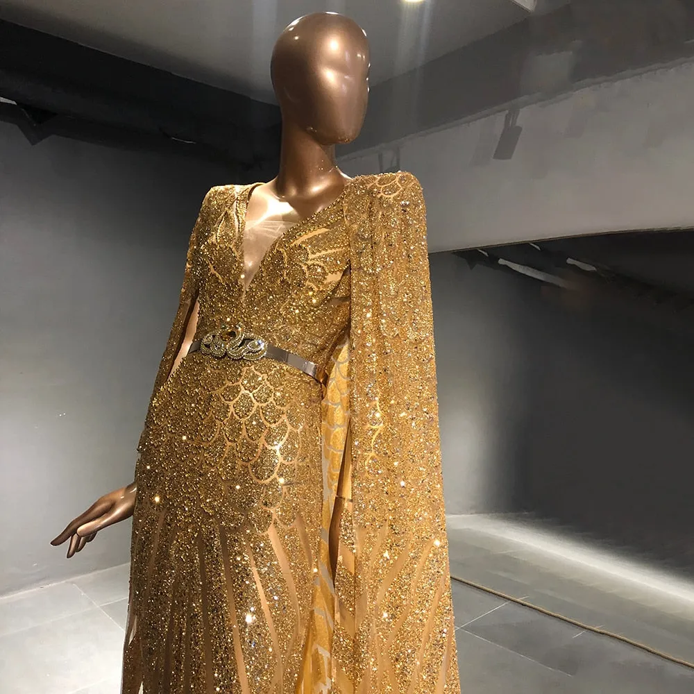 Vestido de Festa Luxuoso Deusa Isis em Dourado Exuberante - Modelo Especial