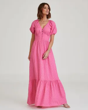 Vestido Longo Laise Rosa Chiclete Emilly