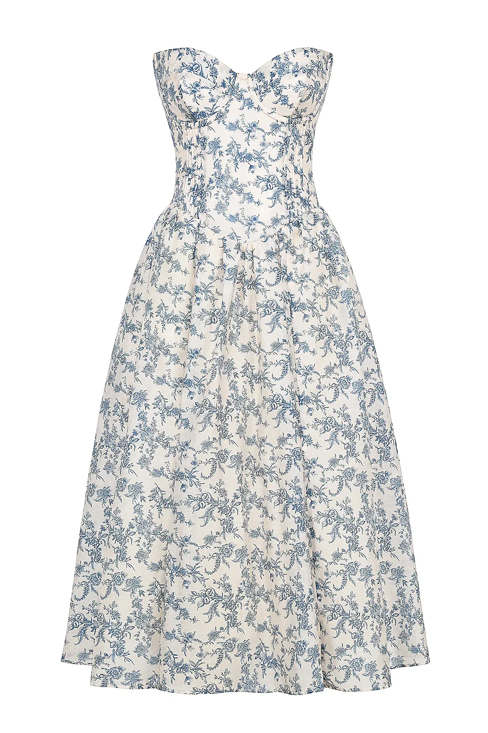 Vestido Midi Floral Azul Modelo Bennett